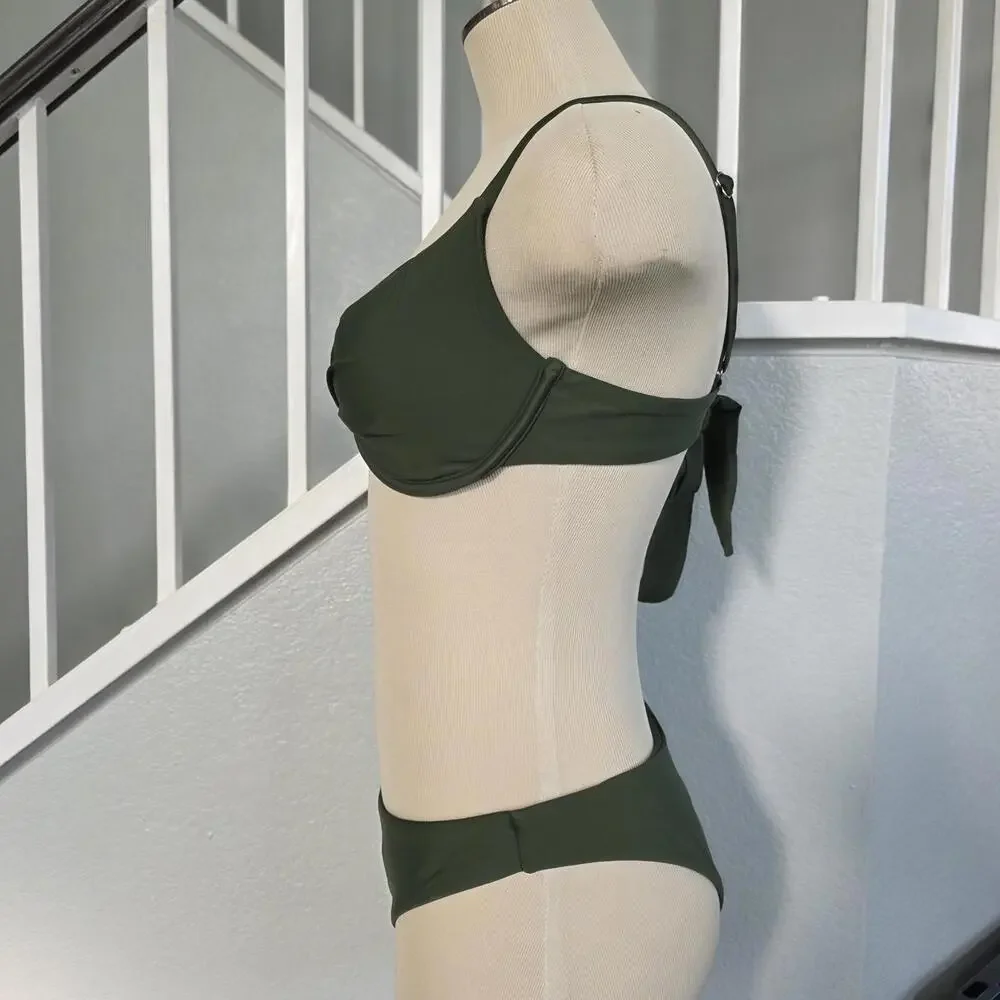 Zaful Twist Front Bikini Sets Underwire Tie Back Bikini High Waisted Women's 6